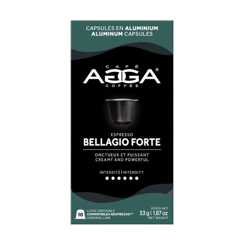 Cafe Agga Bellagio Forte Espresso Single Serve Coffee; Nespresso® Compatible, 10 Capsules - Original Line