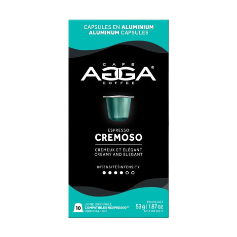 Cafe Agga Cremoso Espresso Single Serve Coffee; Nespresso® Compatible, 10 Capsules - Original Line