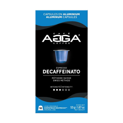 Cafe Agga Decaffeinato Espresso Single Serve Coffee; Nespresso® Compatible, 10 Capsules - Original Line