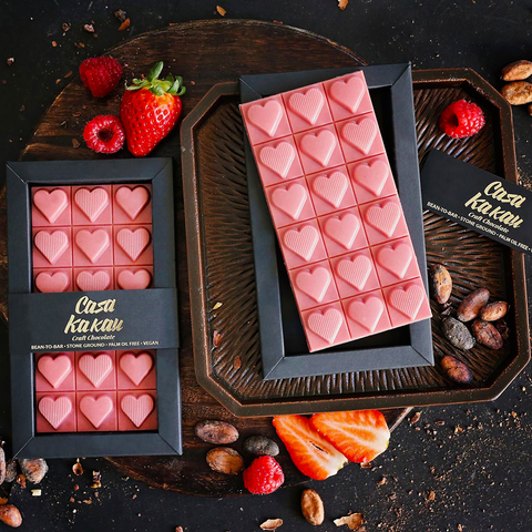 Casa Kakau Craft Bean-to-Bar Love Chocolate with Strawberries & Raspberries
