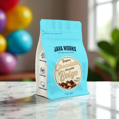 Java Works Belgian Chocolate Flavoured Whole Bean Coffee, 340 g