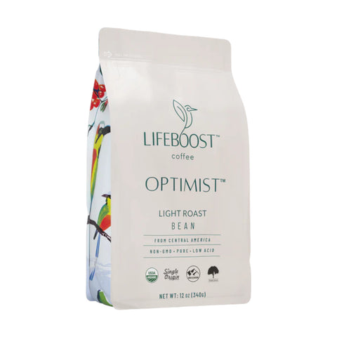 LifeBoost Optimist Light Roast Bean Coffee, 12oz (340g)