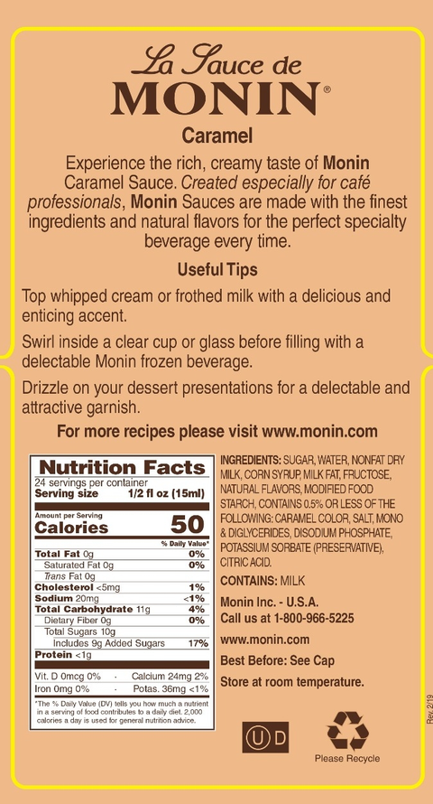 Monin Caramel Gourmet Sauce 355ml