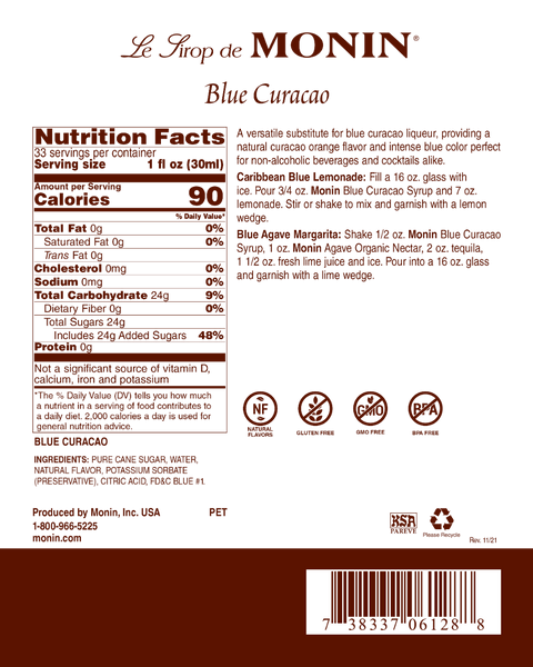 Monin Blue Curacao Premium Syrup