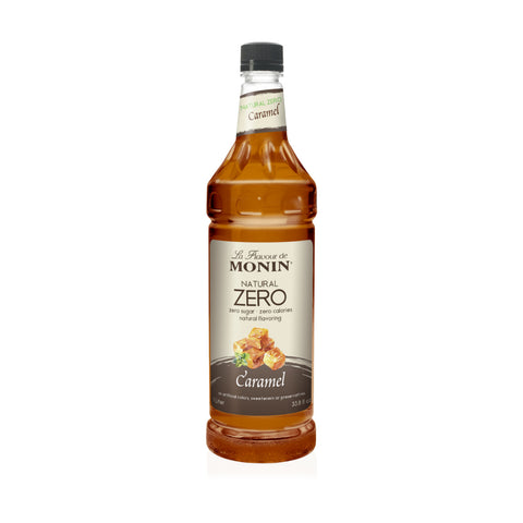 Monin Sugar Free Natural Zero Caramel Clean Label Premium Syrup, 1L.