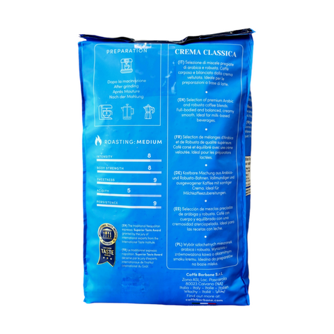 Caffè Borbone Crema Classica Whole Bean Coffee, 1kg.