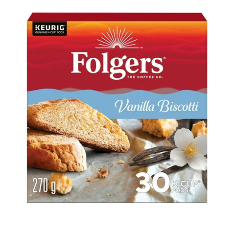 Folgers Vanilla Biscotti K-Cup Coffee Pods 30 Count,