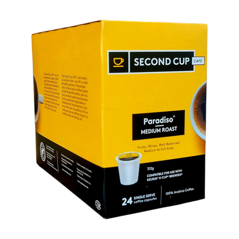 Second Cup Paradiso Medium Roast Single Serve K-Cup® Coffee Pods, Box of 24