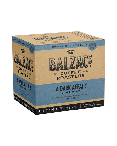 Balzac's A Dark Affair 100% Compostable Keurig® Coffee Pods, 18 Pack