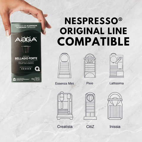 Cafe Agga Bellagio Forte Espresso Single Serve Coffee; Nespresso® Compatible, 10 Capsules - Original Line