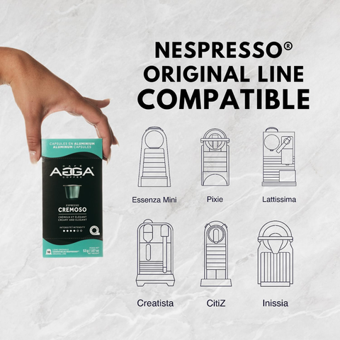 Cafe Agga Cremoso Espresso Single Serve Coffee; Nespresso® Compatible, 10 Capsules - Original Line