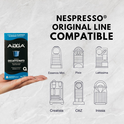 Cafe Agga Decaffeinato Espresso Single Serve Coffee; Nespresso® Compatible, 10 Capsules - Original Line