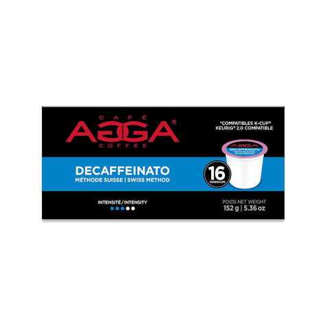 Cafe Agga Decaffeinato Single Serve K-Cup® Coffee Pods, Box of 16
