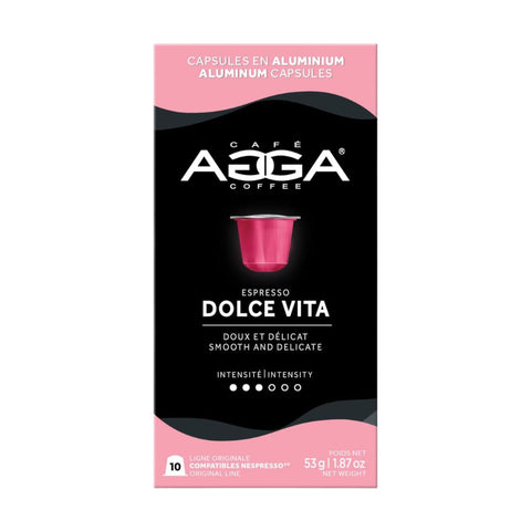 Cafe Agga Dolce Vita Single Serve Coffee; Nespresso® Compatible, 10 Capsules - Original Line