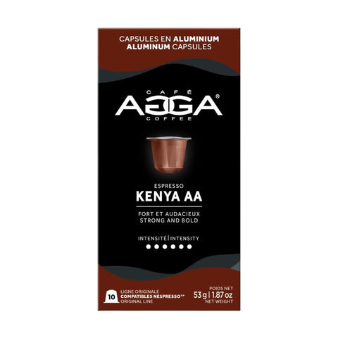 Cafe Agga Kenya AA Espresso Single Serve Coffee; Nespresso® Compatible, 10 Capsules - Original Line