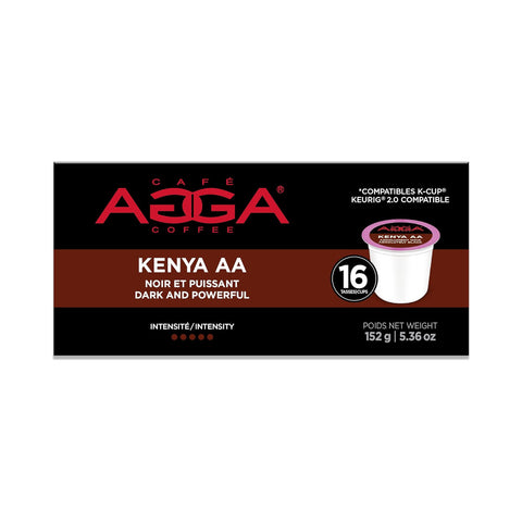 Cafe Agga Kenya AA Single Serve K-Cup® Coffee Pods, Box of 16