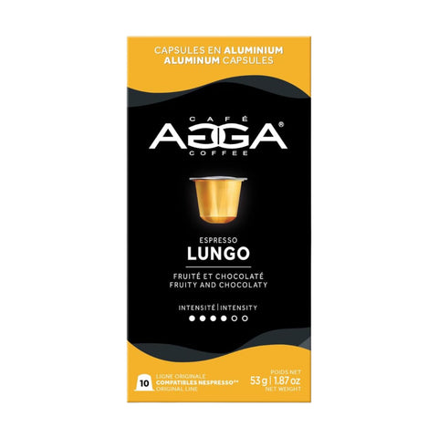 Cafe Agga Lungo Espresso Single Serve Coffee; Nespresso® Compatible, 10 Capsules - Original Line