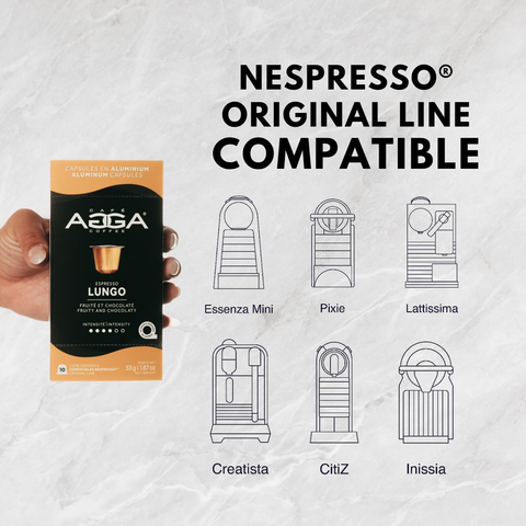 Cafe Agga Lungo Espresso Single Serve Coffee; Nespresso® Compatible, 10 Capsules - Original Line