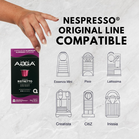 Cafe Agga Ristretto Espresso Single Serve Coffee; Nespresso® Compatible, 10 Capsules - Original Line
