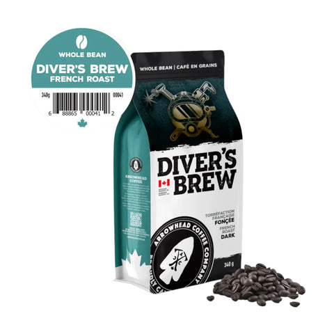 Arrowhead Diver's Brew, French Dark Roast Blend Whole Beans Coffee, 340g