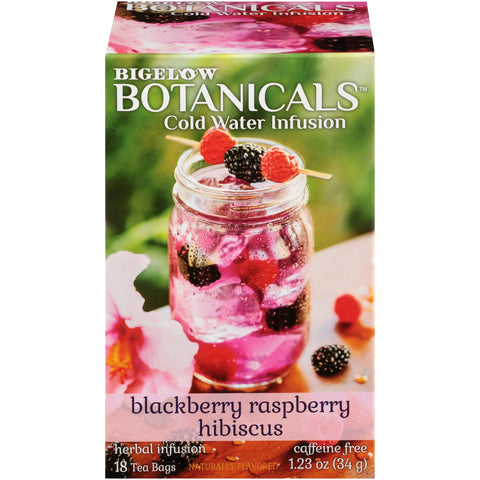 Bigelow Botanicals Cold Water Infusion Blackberry Raspberry Hibiscus Tea Bags 18 Count Box