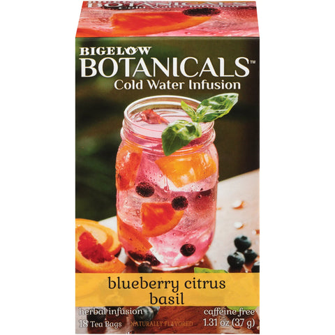 Bigelow Botanicals Cold Water Infusion Blueberry Citrus Basil Tea Bags 18 Count Box