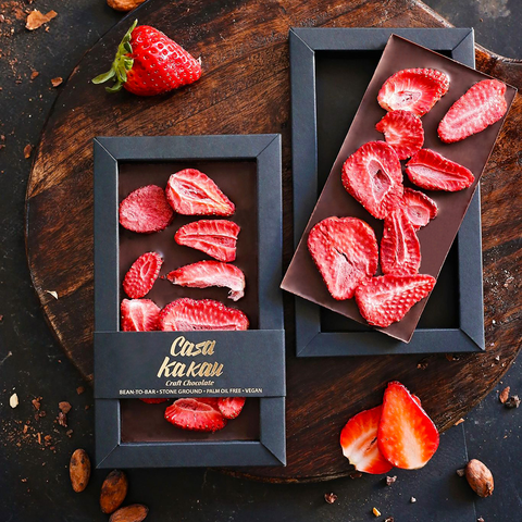 Casa Kakau Craft, Bean-to-Bar Chocolate with Strawberry pieces