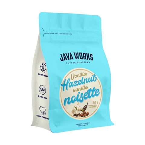 Java Works Vanilla Hazelnut Flavoured Whole Bean Coffee, 340g