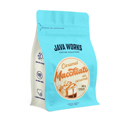 Java Works Caramel Macchiato Flavoured Whole Bean Coffee, 340g