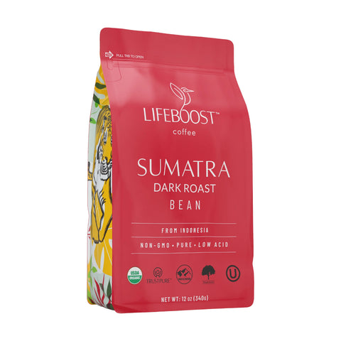 LifeBoost Sumatra Dark Roast Bean Coffee, 12oz (340g)