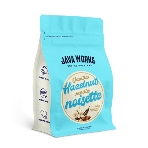 Java Works Vanilla Hazelnut Flavoured Whole Bean Coffee, 340g