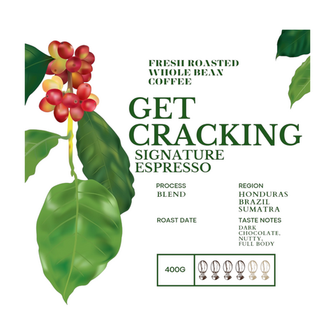 GET CRACKING, Bean Here Bean There Signature Roast Coffee Beans, 400g.