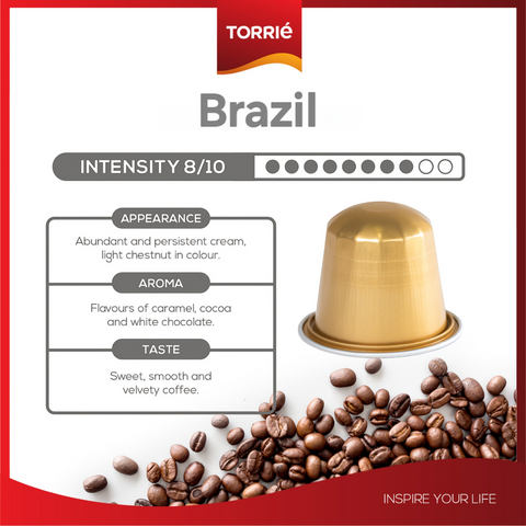 Torrié Brasil 100% Arabica Nespresso® Compatible Single Serve Coffee, 10 Capsules - Original Line