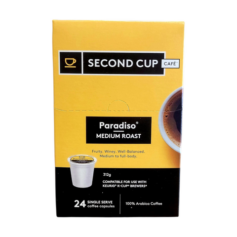 Second Cup Paradiso Medium Roast Single Serve K-Cup® Coffee Pods, Box of 24