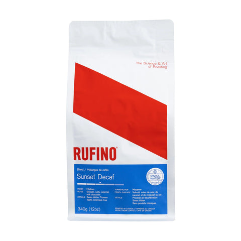 Rufino Sunset Swiss Water Decaf Whole Beans Coffee, 340g.