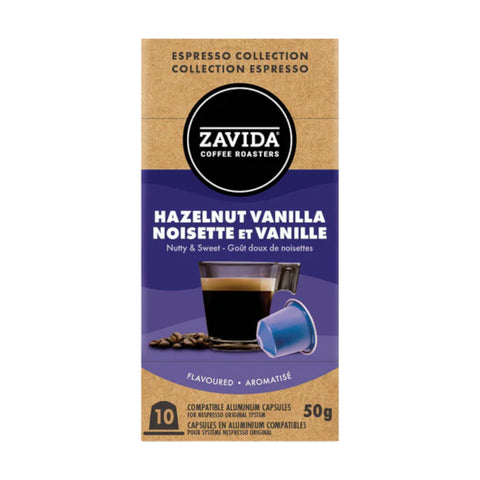 Zavida Hazelnut Vanilla Nespresso® Compatible Single Serve Coffee, 10 Capsules - Original Line