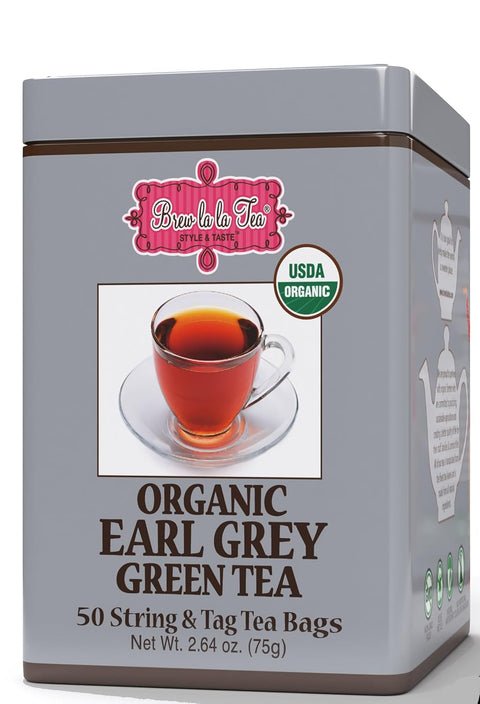Brew La LaTea Organic Earl Grey Green Tea 50 Tea Bags