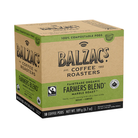 Balzac's Farmer's Blend 100% Compostable Keurig® Coffee Pods, 18 Pack