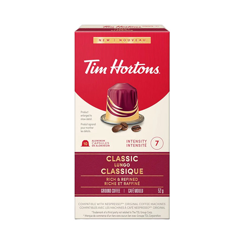 Tim Hortons Nespresso Compatibles Classic Lungo Espresso, 10 Pack